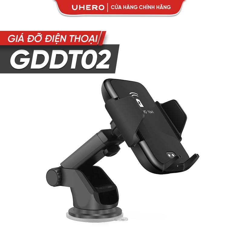 UHero Giá đỡ điện thoại, kẹp điện thoại xe ô tô GDDT02,03 không dây, sạc nhanh 15W cảm ứng tự động kẹp, mở, mở gắn trên taplo và khe điều hoà Phụ Kiện Kem