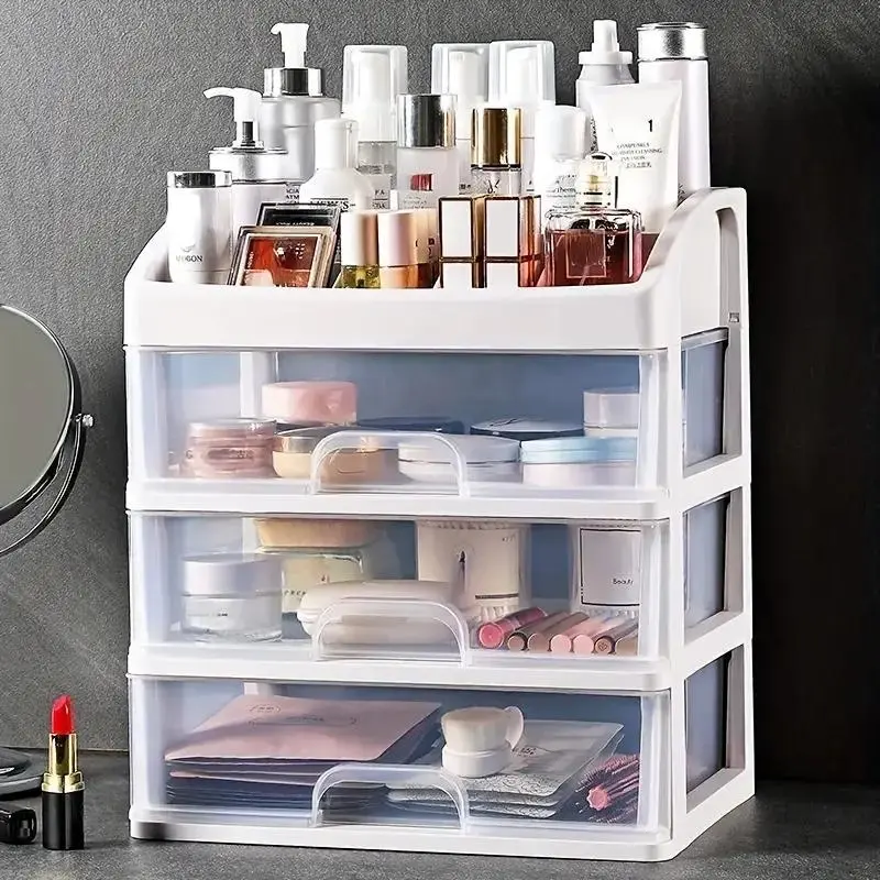 Grocery Store Y Cosmetic Makeup Organizer with Dustproof Drawer and Transparent Design for Easy Sorting and Storage
