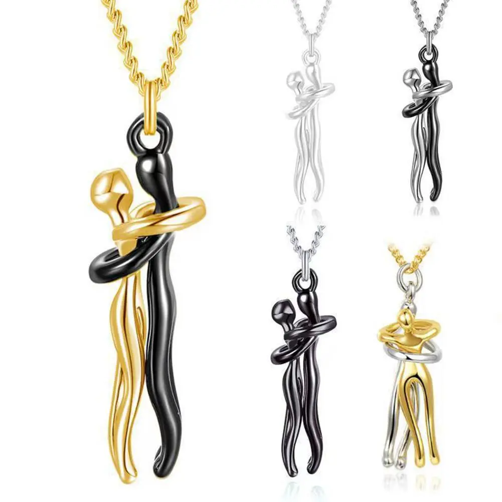 1pc Couple Hugging Pendant Necklace Charm Lovers Together Forever Couple Hug Necklace For Couple Love Accessories Gifts