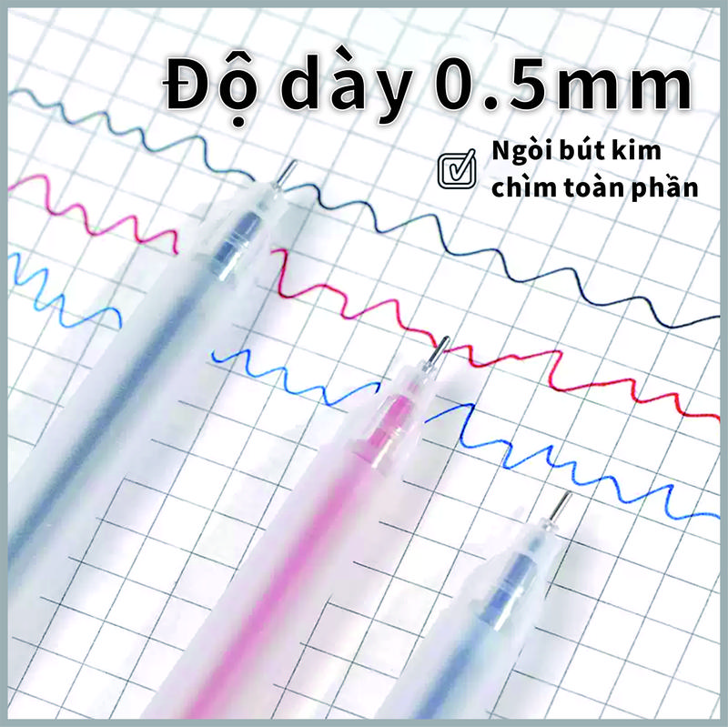 Product Introduction of [Big Sale] pen con Bút bi Gel bấm Màu Đen/Đỏ/Xanh, Ngòi 0.5mm, Nhanh Khô Không Lem, Thân Bút Nhám Sang Trọng, Viết Êm Không Nhòe bút siêu tạ bút nhân phẩm xịn bút gel nắp cài back school đồ dùng học tập bút không ngòi bút nước 14