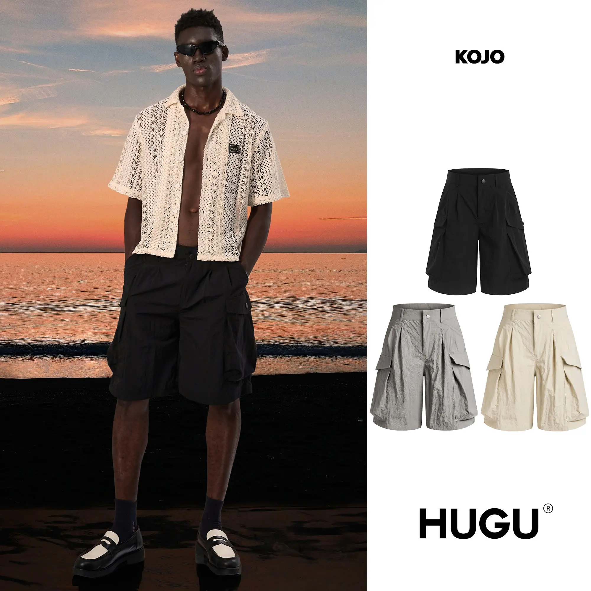 Quần short dù HUGU - KOJO - Thiết kế phong cách thể thao, năng động với vải dù dày dặn Nam Menswear quan short