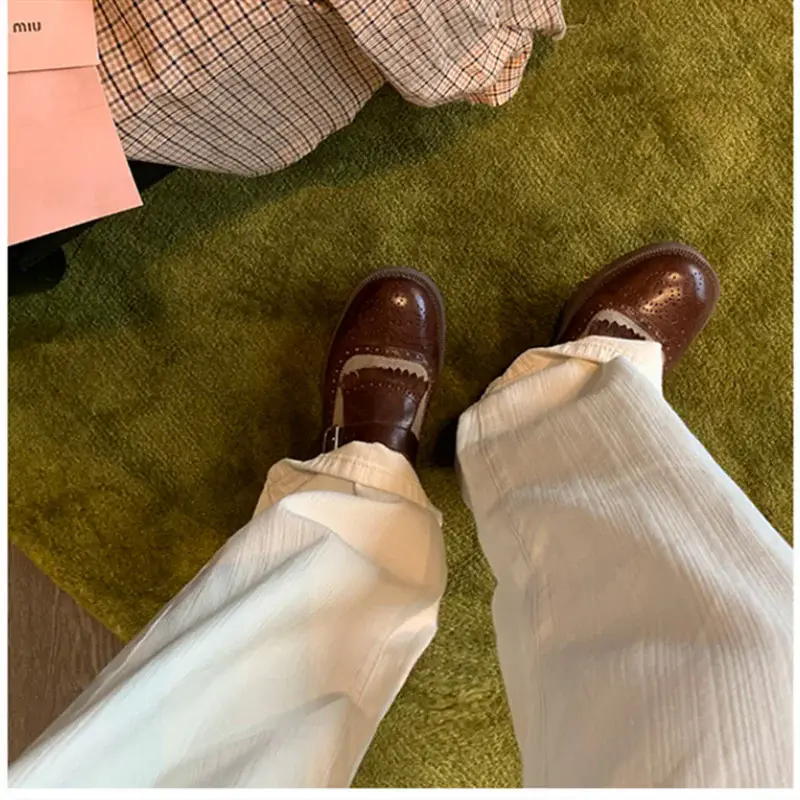Giày Brogue cho phụ nữ, giày Oxford đế bằng cho phụ nữ, phong cách Anh Quốc, thiết kế cắt cổ điển, đế bằng, giày nữ Thường Ngày phong cách Cổ Điển giày Oxford Cổ Điển Shoes Women 5