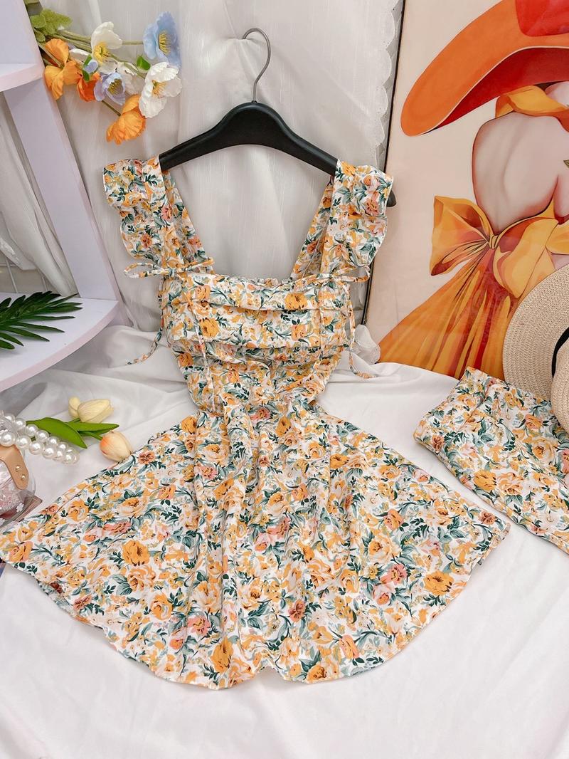 Product Introduction of Set đầm ngắn cánh tiên cột nơ, có mút. Dáng trên gối (kèm quần) 11