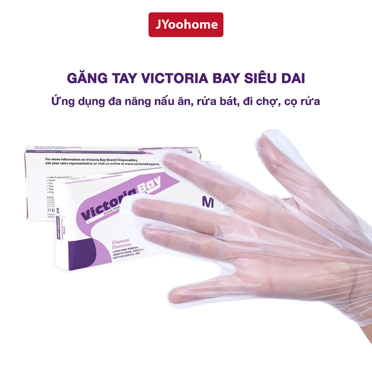 COMBO 5 Hộp 100 chiếc Găng tay nilon Victoria Bay JYoohome Bao tay làm bếp nấu ăn làm bánh, vệ sinh chất liệu TPE kháng khuẩn Dùng một lần Thân thiện với môi trường