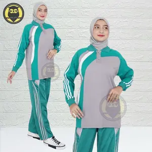 Baju Olahraga 1 set Wanita Pria Training Seragam / Kaos Olahraga Setelan Senam Wanita Muslimah