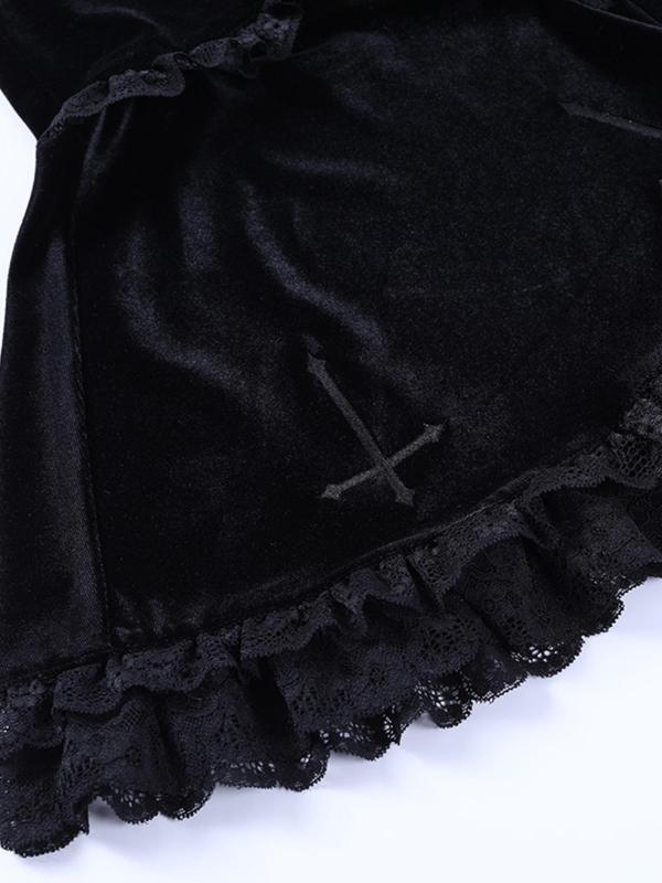 Women's Cross Print Contrast Lace A Line Skirt, Punk Gothic Fashion Mini Skirt for Daily Outdoor Wear, Ladies Bottoms for All Seasons Valentine's Day, gift 8