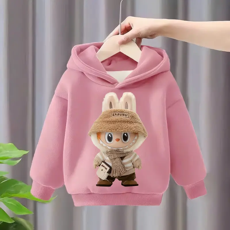Áo nỉ hoodie LABUBU, Áo nỉ có mũ cho bé trai, bé gái  in HÌNH LABUBU chất nỉ bông vừa tay basic dễ mặc  dễ phối đồ cho bé từ 6-30kg áo  hoodie 1
