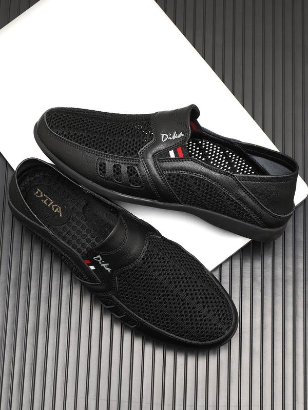 Men's Casual Hollow Out Design Slip on Flat Shoes, Fashionable Breathable Comfortable Soft Sole Shoes, All-match Commuter Shoes for Work & Daily Wear, Boy 2