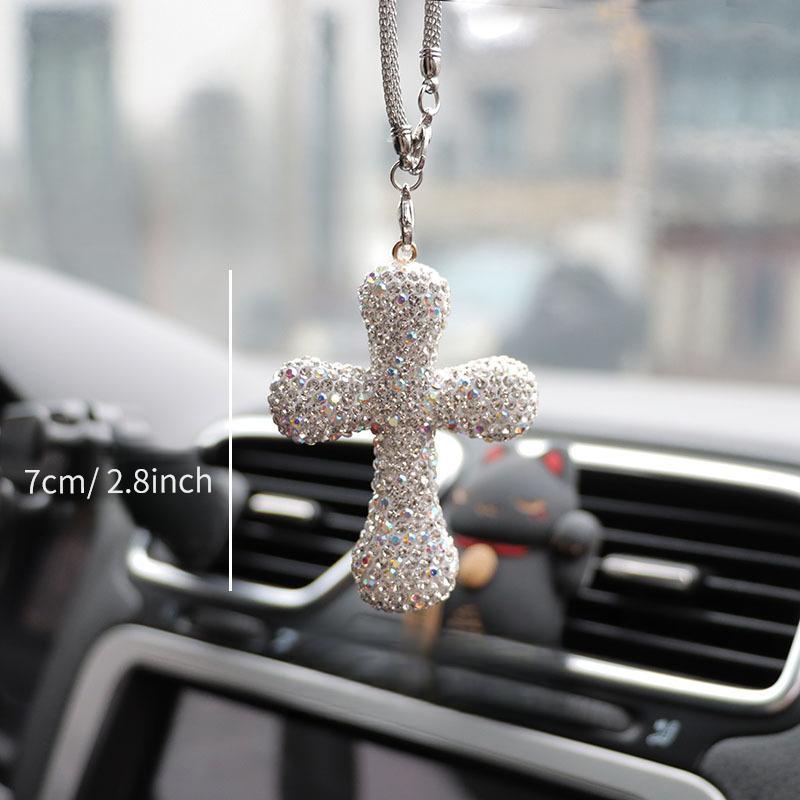 Rhinestone Decorated Car Interior Hanging Ornament, Car Rearview Mirror Pendant, Universal Car Interior Decoration Accessories 1
