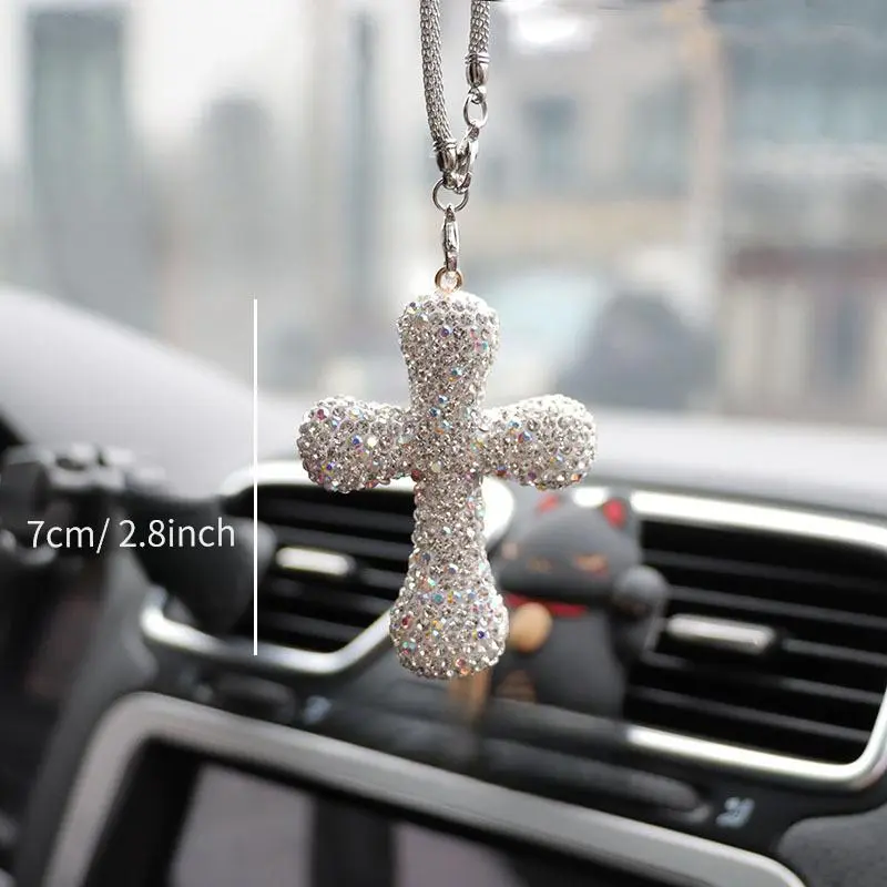 Rhinestone Decorated Car Interior Hanging Ornament, Car Rearview Mirror Pendant, Universal Car Interior Decoration Accessories 1