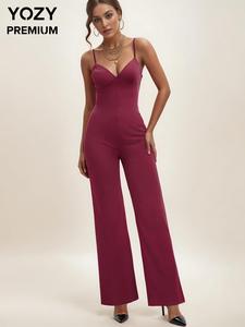 YOZY Women's Solid Backless Jumpsuit, Fashion Casual Sleeveless Jumpsuit for Daily Outdoor Wear, Ladies Clothes for All Seasons