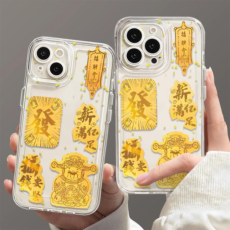 Ốp Điện Thoại Họa Tiết Thần Tài, Tương Thích Với iPhone 16, 15, 14, 13, 12, 11Pro Max, 7 / 8 Plus, XS Max, XR, X, Hình Vuông, Chất Liệu TPU Silicon Linh Hoạt, Ốp Mềm Hấp Thụ Sốc, Thiết Kế Hình Vuông 5