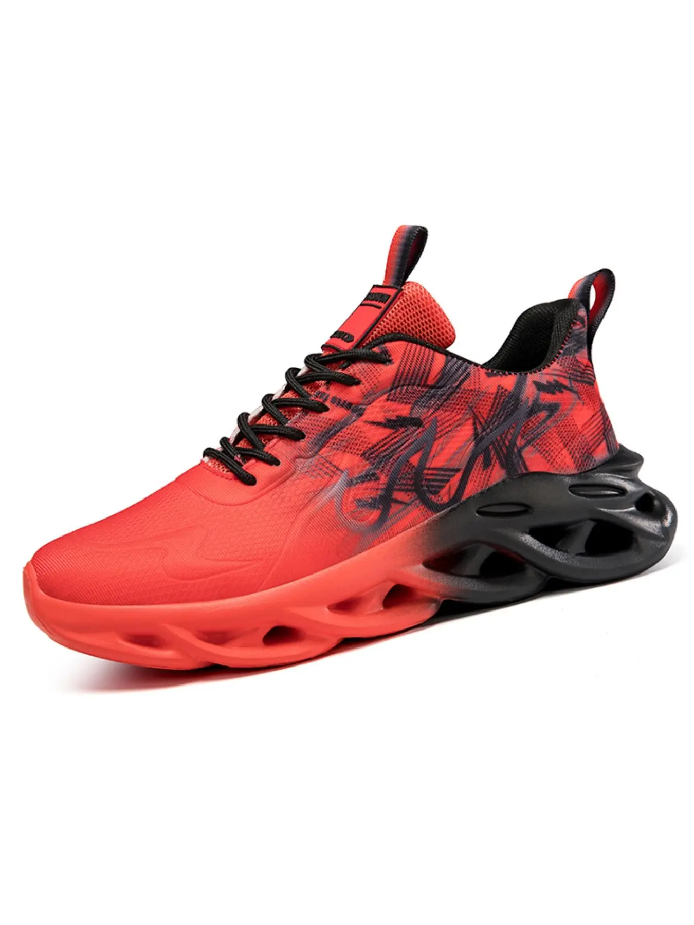 Men's Fire Pattern Lace Up Walking Shoes, Casual Sporty Breathable Comfortable Running Shoes, Outdoor Sports Shoes for Daily Wear