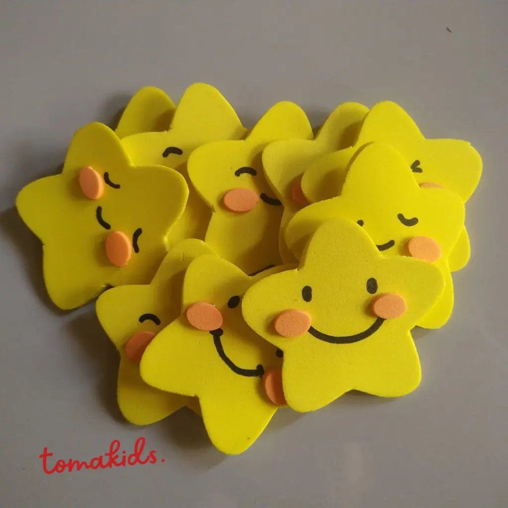 10 PCS Hiasan Dinding Kamar/Kelas PAUD, TK, SD | Bintang Pipi Orange
