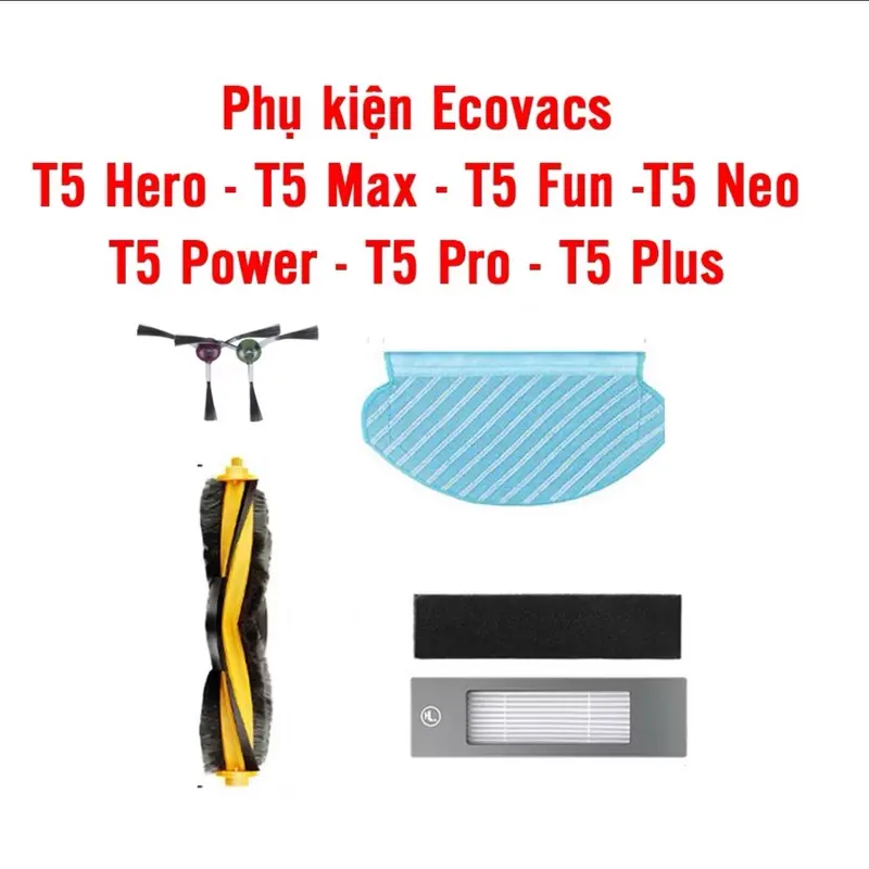￼  Phụ kiện chổi, lọc bụi, khăn lau robot hút bụi Ecovacs Deebot T5 Hero, T5 Max, T5 Power, T5 Neo, T5 Fun, T5 Plus, T5 Pro 0