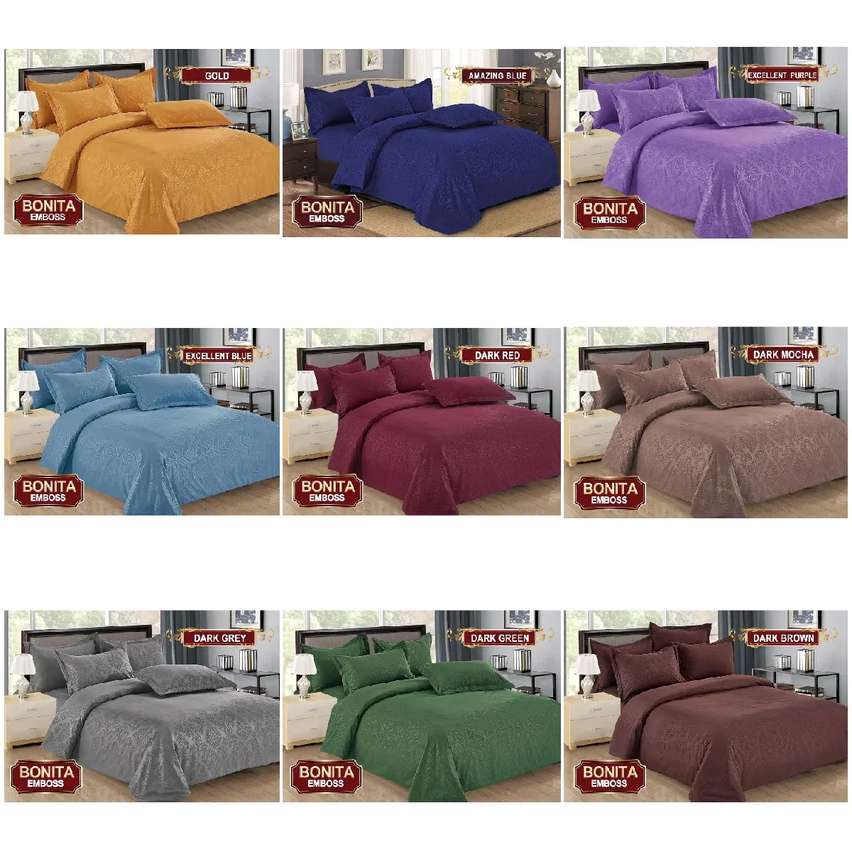 Sprei Bonita Polos EMBOSS BANTAL 4 ( 180x200 ) King Size