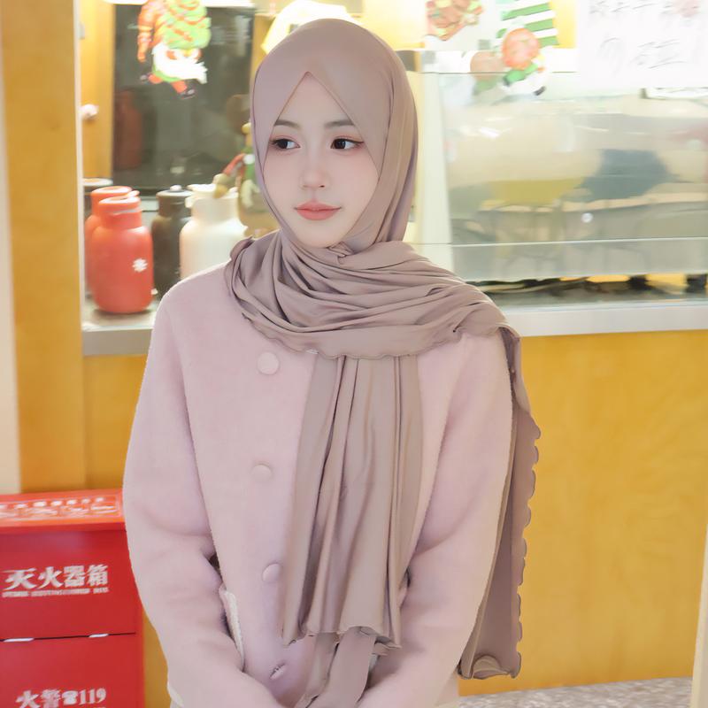 Product Introduction of Solid Color Milk Silk with Wooden Ear Scarf Monochrome Cotton Scarf Headcloth Shawl Scarf Elastic Knitted Scarf for Women selendang  bahu sulam  shawl sahara  shawl selendang 18