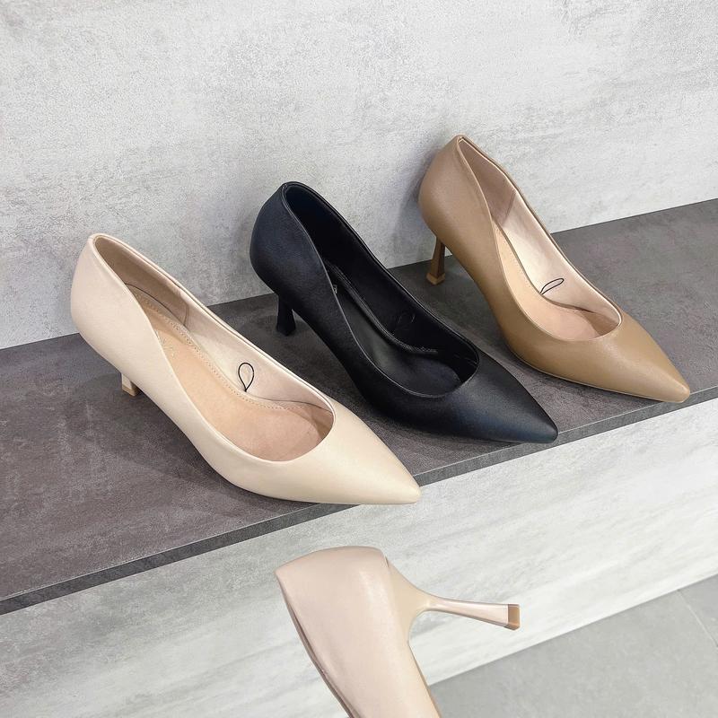 ISHOES - Giày Cao Gót Nữ D1036 Da Lì Cao 7CM Gót Nhọn Thời Trang MONA Mũi Nhọn