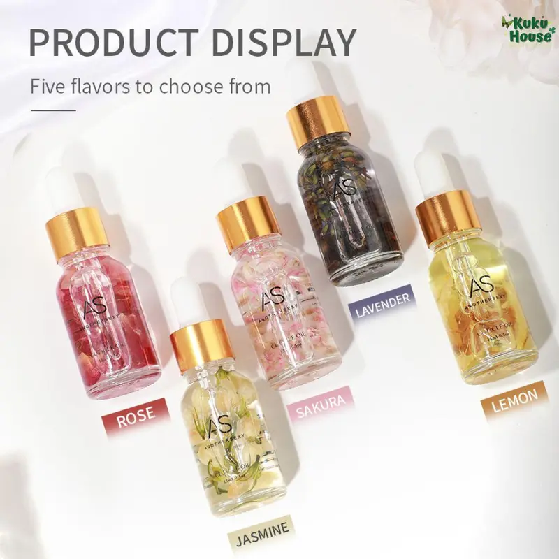 AS Dried Flower Cuticle Oil 15ML Minyak Kutikula Bunga Lavender Sakura Nutrisi Kuku 0