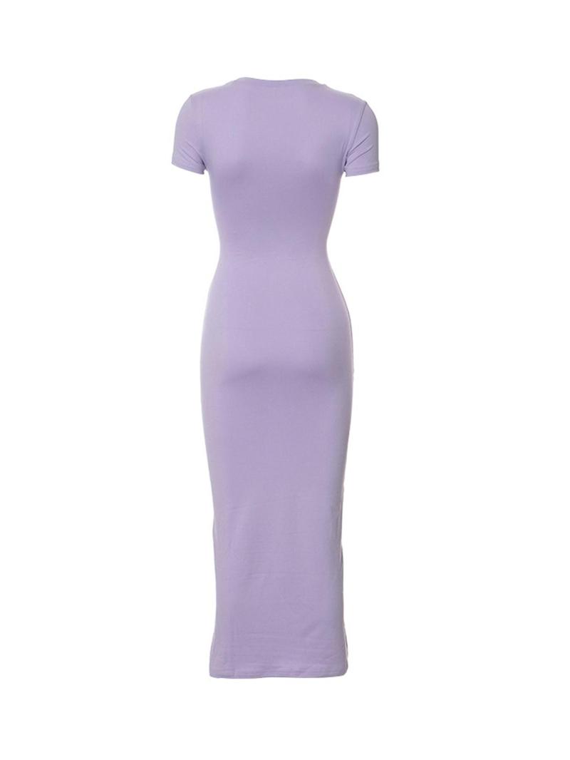 Product Introduction of Women's Solid Round Neck Bodycon Dress, Short Sleeve Midi Sunress for Daily Outdoor Wear, Autumn Outfits 2024, Women Party Dresses, Dress for Women, Lady Clothes, Homecoming Dresses, Modest Outfits, Birthday Dress Black Girl, Sassyandclassyclothing 9