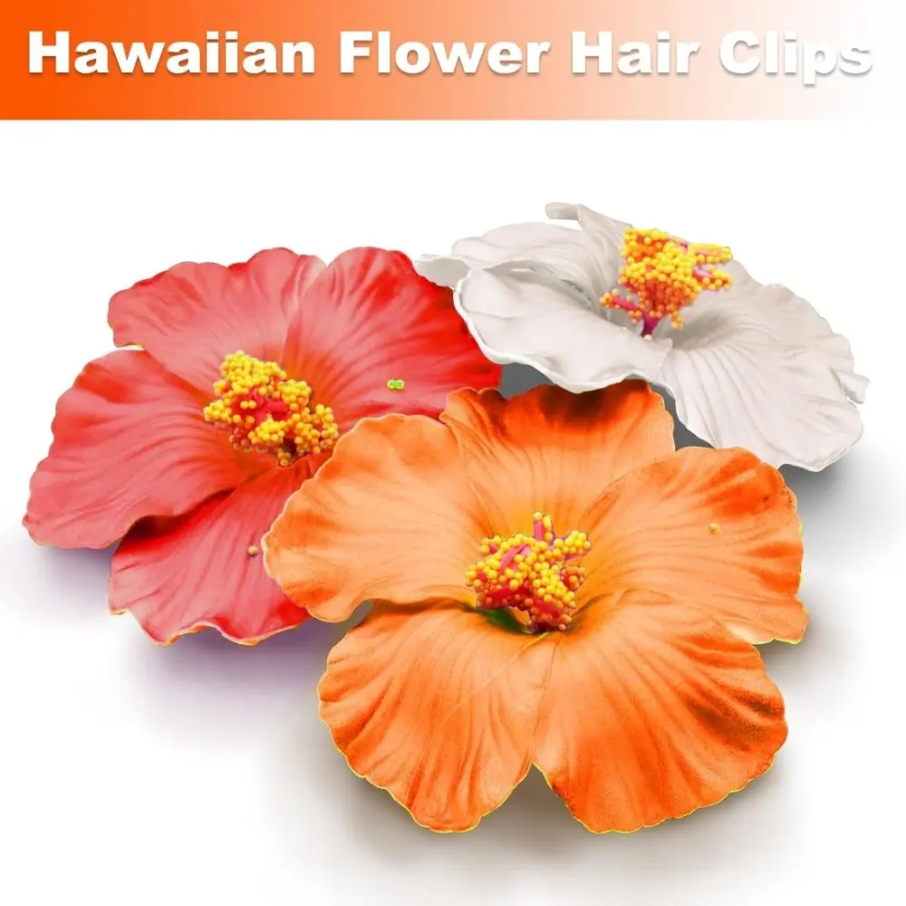 New Headwear Hawaiian Flower Hair Clips Side Bangs Clip Hair Accessories Artificial Flower Clips Romantic Suitable Vacation Beach Parties Side Hairpin Headdress Styling Tool