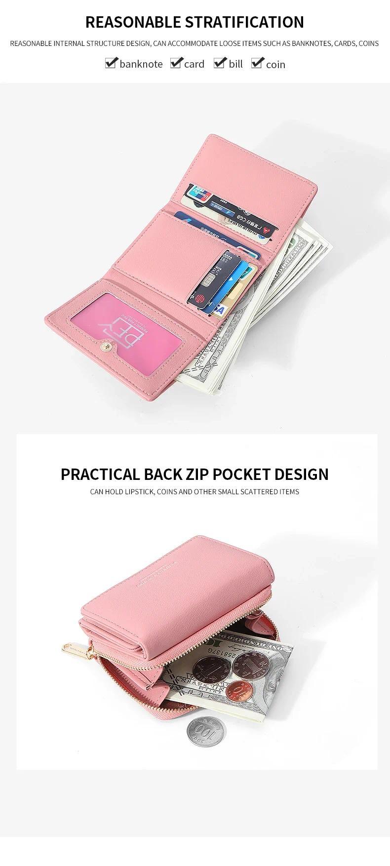 Product Introduction of PU Leather Wallet Women Small Ladies Purse 2024 Solid Casual Female Wallet Coin Purse Card Holder Purses ladies  wallet 6