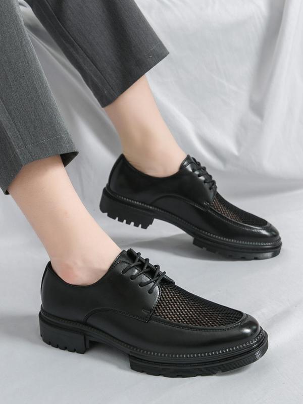 Men's Business Formal Lace Up Dress Shoes, Fashionable Breathable Comfortable Oxfords for Work Office, Male All-match Commuter Shoes for Daily Wear, Boy 2