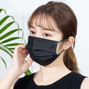 MASKER EARLOOP 3PLY HITAM ISI 50 PCS DISPOSABLE