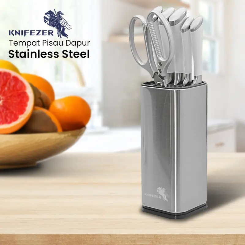 Holder Stainless Steel Tempat Pisau Dapur Sendok Spatula 0