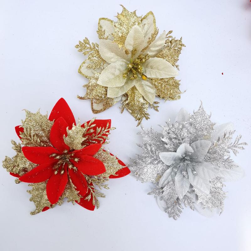 Hoa trạng nguyên trang trí noel, trang trí tết đường kính 14 cm có 3 màu đỏ, vàng, bạc 1
