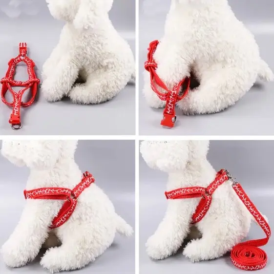 Dây dắt chó mèo loại dày bản dày 2cm, dây đai yếm dắt chó mèo dày chắn chắn, chất liệu vải cứng hàng loại 1 - DÂY ĐAI YẾM 0