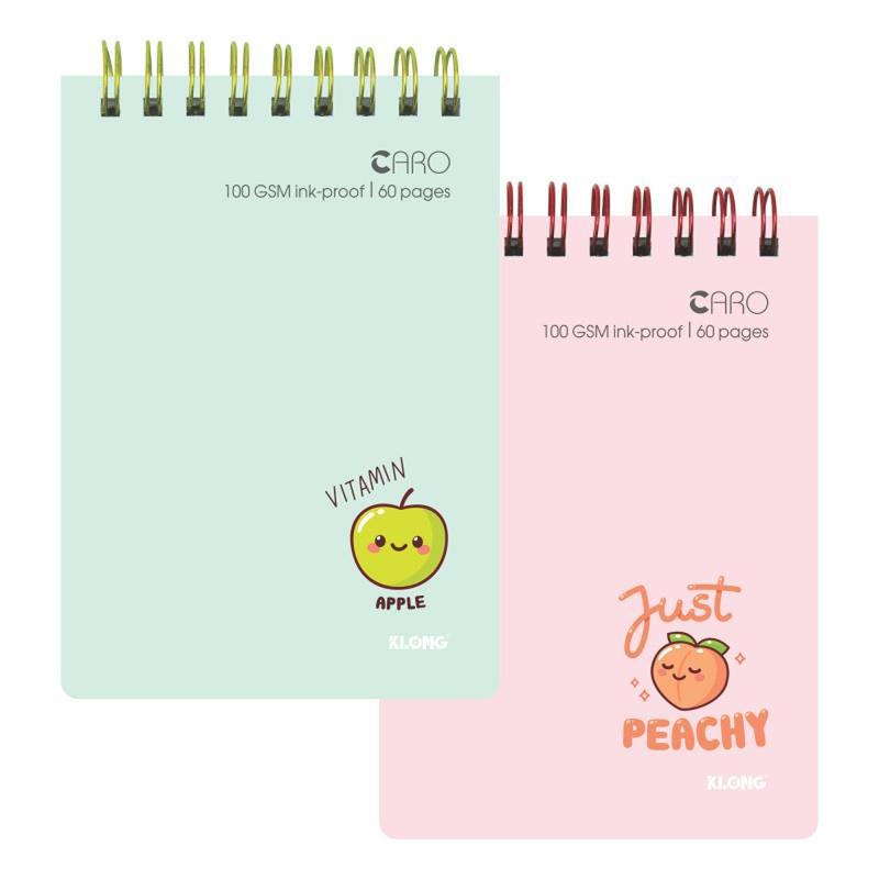 Sổ ghi chú MS 934 Caro lò xo kép ngang 120 trang Klong, tập vở lò xo B7 bìa hoa quả dễ thương
