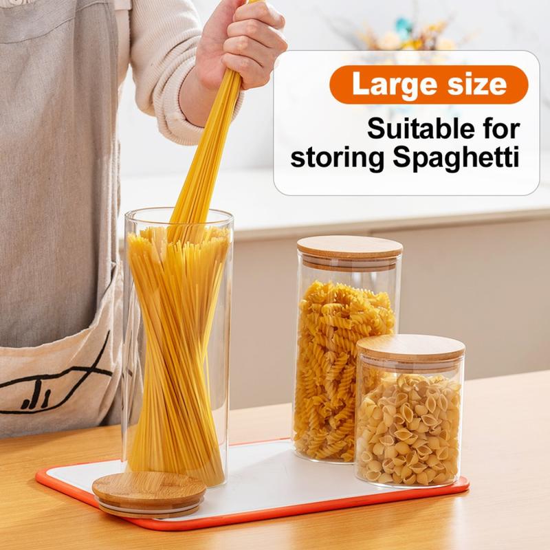 Round Glass Jar Food Storage Airtight Seasoning Bottle Spice Container with Bamboo Lid Bekas Rempah Kaca Kedap Udara 5