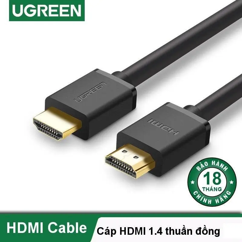 Cáp HDMI Ugreen HD104 hỗ trợ 4K 3D, kết nối máy tính, laptop... với Tivi, dây thuần đồng cao cấp