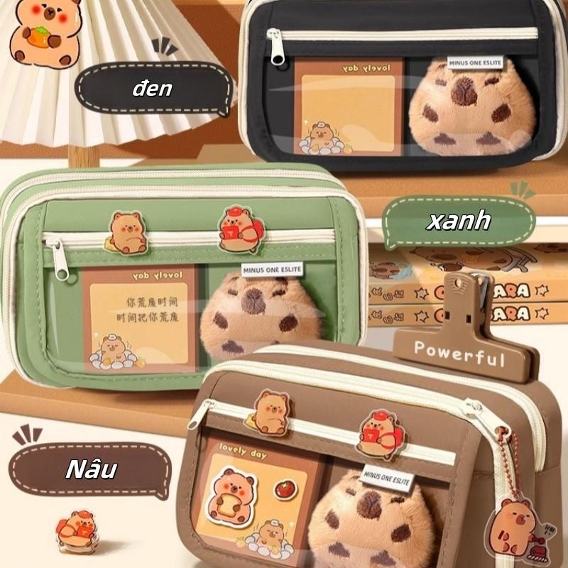 Capybara dễ thương,dung tích lớn 9 lớp, túi đựng đa chức năng,Túi bút đa chức năng, Hộp văn phòng phẩm di động công suất lớn
