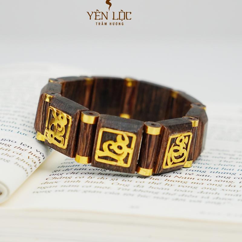 [BV] Lách Trầm Phúc Lộc Thọ Bảng Vuông - Trầm Hương Sánh Chìm - Vòng Tay & Lắc Tay - Trầm Hương Yên Lộc - Tặng Hộp VIP Phụ Kiện