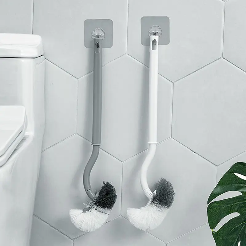 Bàn Chải Nhà Vệ Sinh, Hình Chữ S, Treo Tường, Bàn Chải Làm Sạch, Cán Dài, Lông Mềm, Thích Hợp Để Làm Sạch Nhà Vệ Sinh, Dụng Cụ Phòng Tắm 1