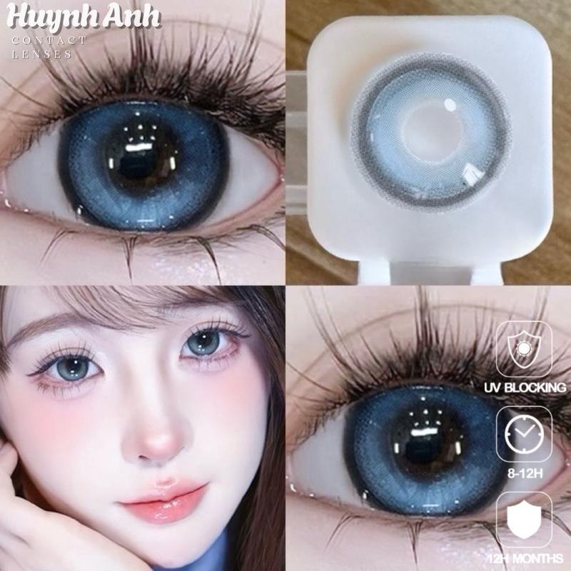 (LENS CÓ CẬN) Lens Mắt Kính Áp Tròng xanh blue tây filter hai chiều way blue Dia 14.5mm Gdia 13.8mm [Giá 1 Đôi + Kèm Khay Dụng Cụ]