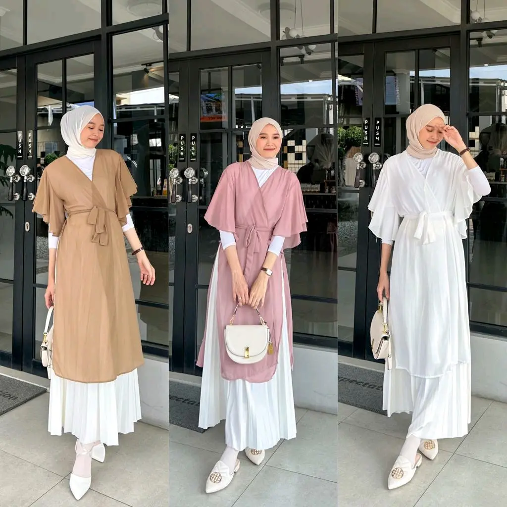 Nara outer ceruty polos Baju Cardigan Muslim Panjang