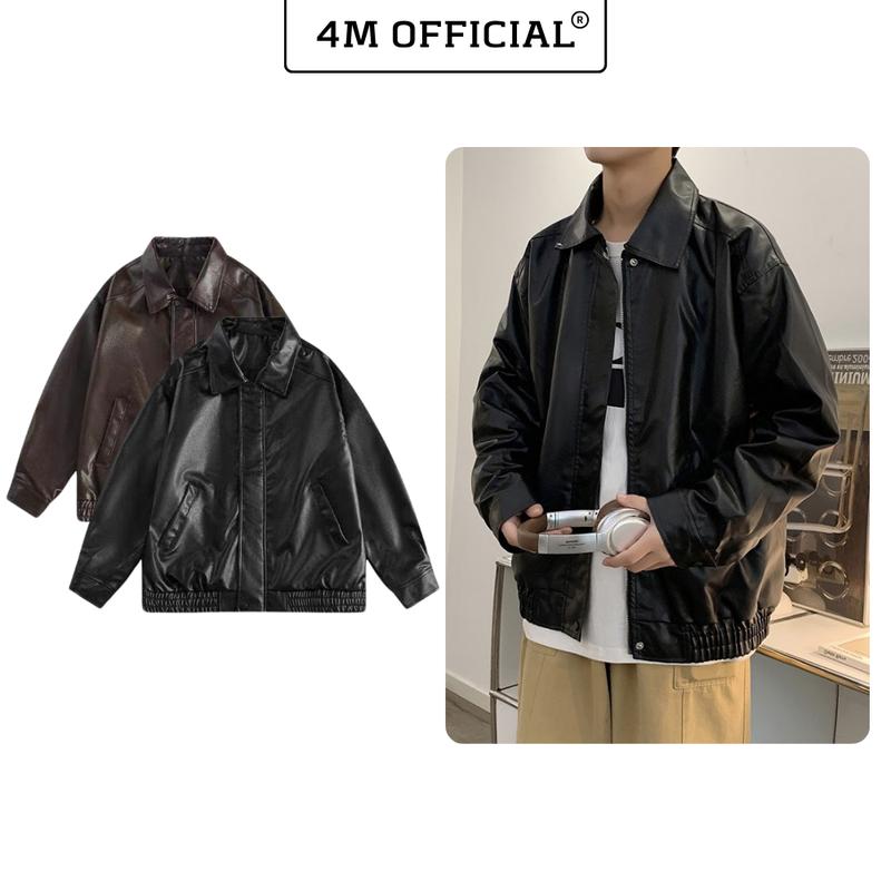 Áo khoác da nam nữ 4M OFFICIAL form rộng phong cách Hàn Quốc Áo khoác dài tay nam nữ unisex