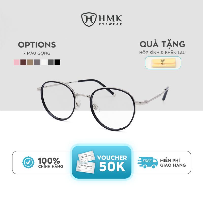 Gọng Kính Mắt Tròn HMK Eyewear Nhỏ Nhắn Dễ Thương Cắt Cận Cao Thời Trang Nam Nữ - KLN11939