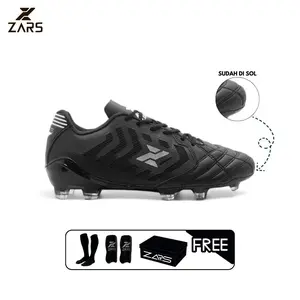 Zars Sepatu Sepakbola Evo Infinity Black FG sepatu  bola Boots sepatu  yang cocok untuk kiper sayap winger bek sayap bonus kaos kaki deker