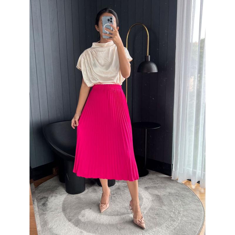 Rok Plisket Midi / Rok Plisket Tanggung / Rok 7/8  / Plisket Premium / Pleated Skirt 2
