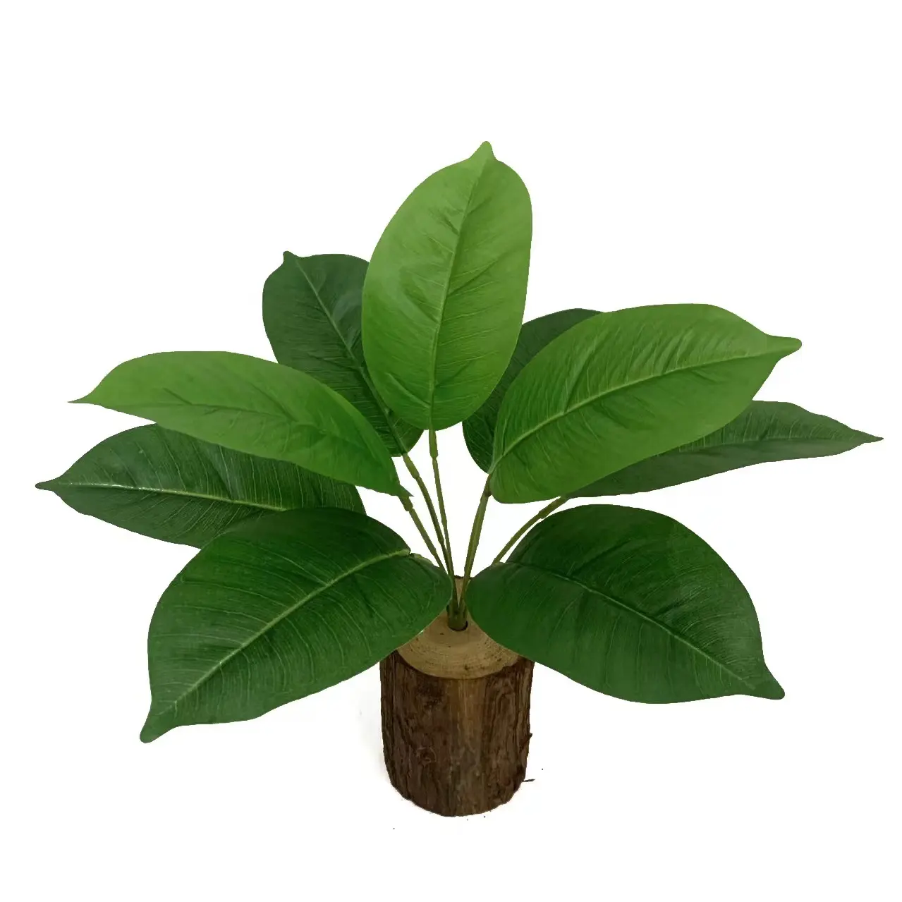 Simulation green plant 9 rubber leaves striped leaves glued feel plant wall matching material false leaves outdoor flower arrangement