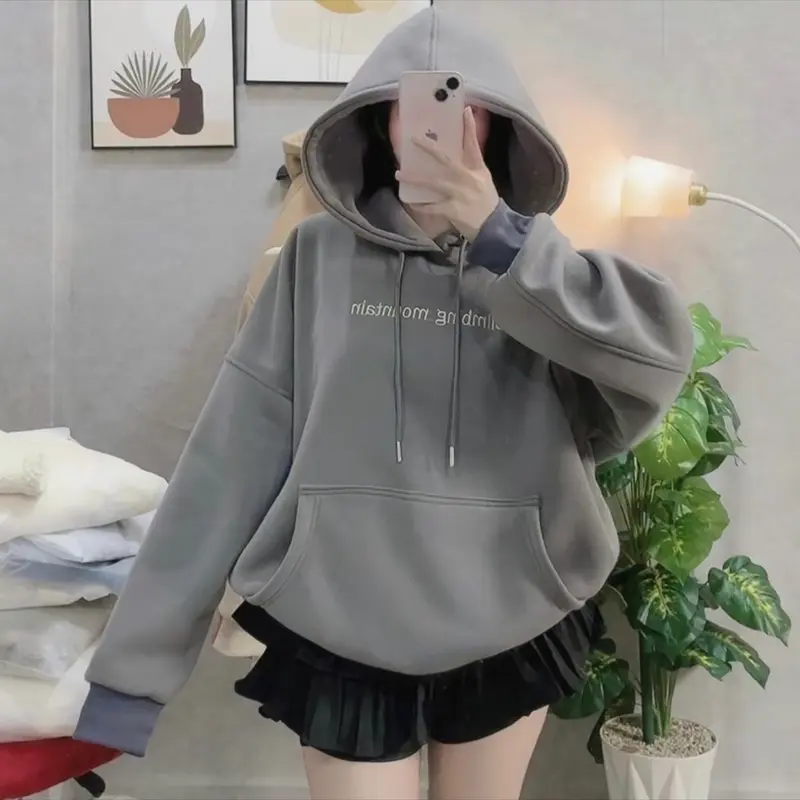 Áo Hoodie Nữ Chất Nỉ Bông Dày Dặn Nón 2 Lớp In Trước Ngực - Voi, Jacket 3