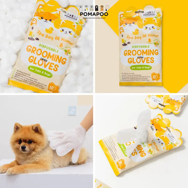 Pomapoo - Sarung Tangan Mandi Kucing dan Anjing Tanpa Air Pet Grooming Gloves 4