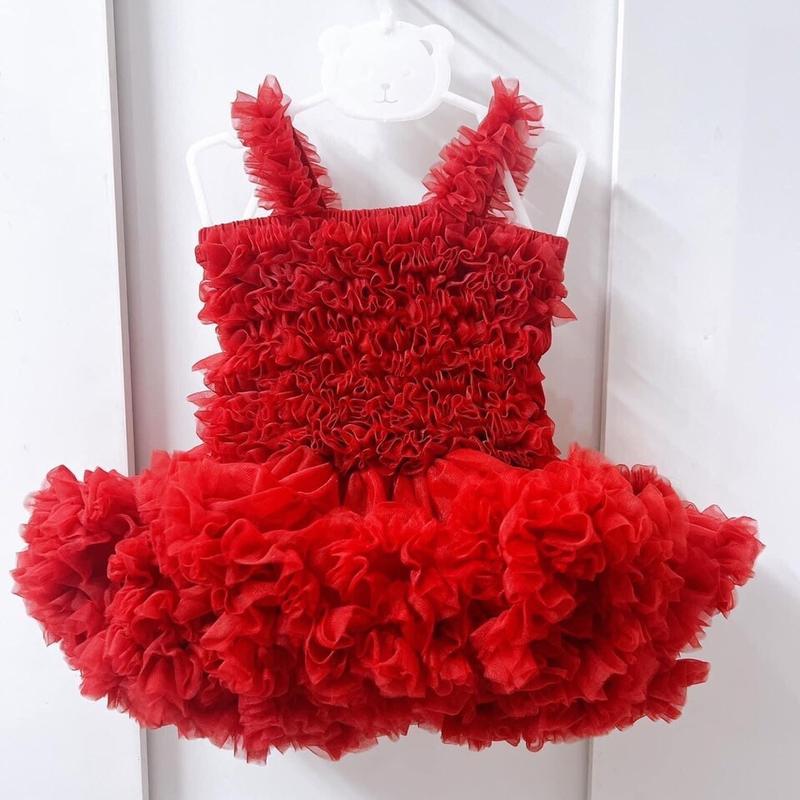  Váy công chúa bale bồng xoè đáng yêu đỏ cho bé 
