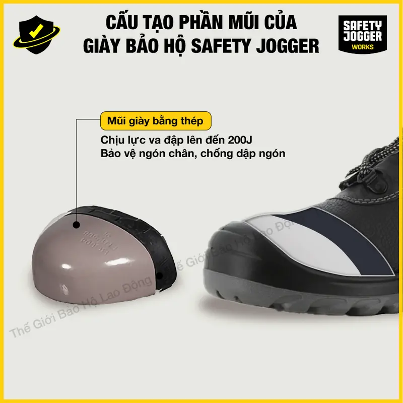 Giày Bảo Hộ Lao Động Safety Jogger Bestrun S3 Chống Thấm Nước, Chống Vật Nhọn  Đâm Xuyên, Chống Va Đập Mạnh, Chống Trơn Trượt, Chống Tĩnh Điện, Đế Ngoài Chống Dầu Và Nhiên Liệu 2