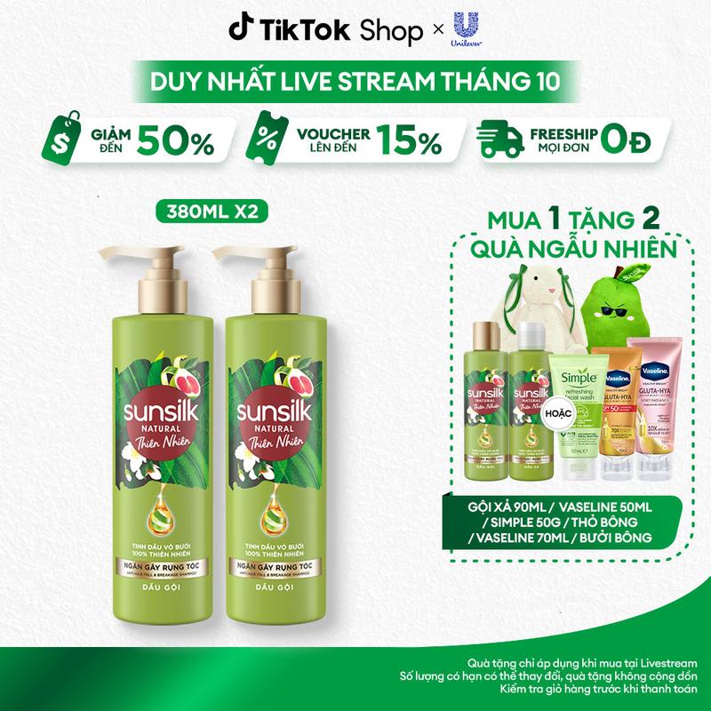 Combo 2 Dầu gội Sunsilk Thiên nhiên Giảm Gãy Rụng Tóc Đến 98% 380ml x2 [1]