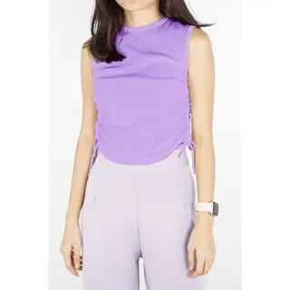 Lexy Fashion - Hyuna Solid Crop Top Cotton Rib Serut Samping Wanita Gaya Korea Atasan Tank Pendek Basic